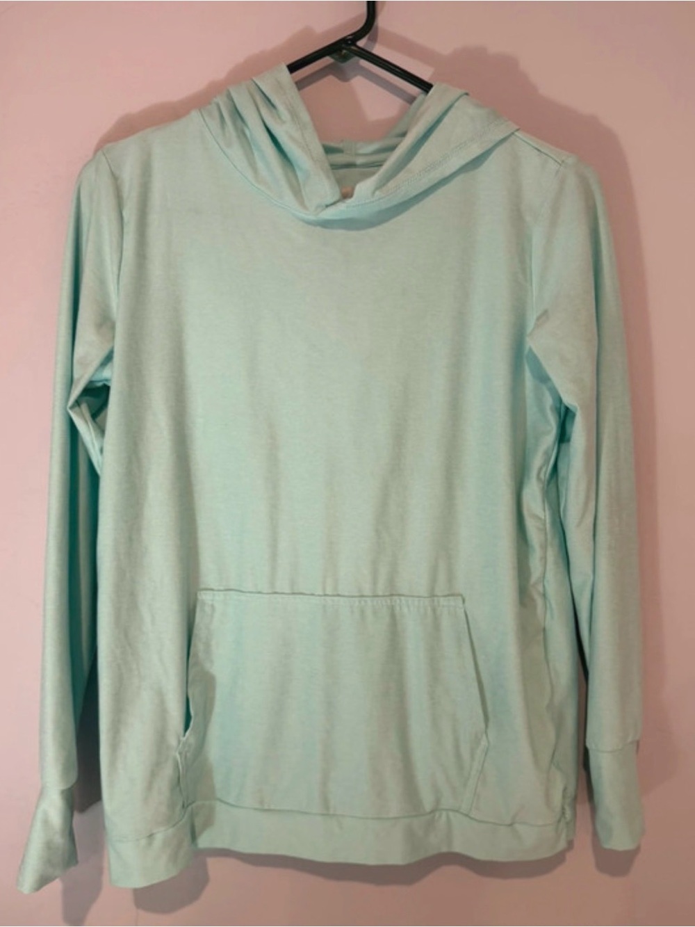 Light Teal Women's Hooded Pullover Top